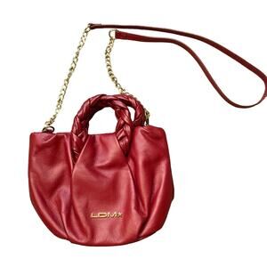 Laura Di Maggio Milano Italy Red Leather Braided Strap Small Crossbody